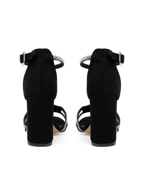 Sandalia Negra Tiras Glittler 925